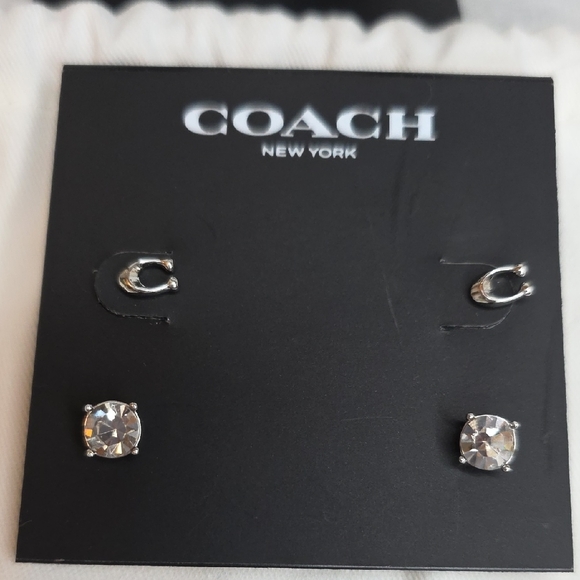 Coach Silver & Crystal Stud Earring Set - Picture 6 of 7